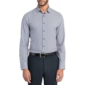 Con.Struct Slim Fit Dress Shirt XL 17-17.5 Black White Gingham 4-Way Stretch